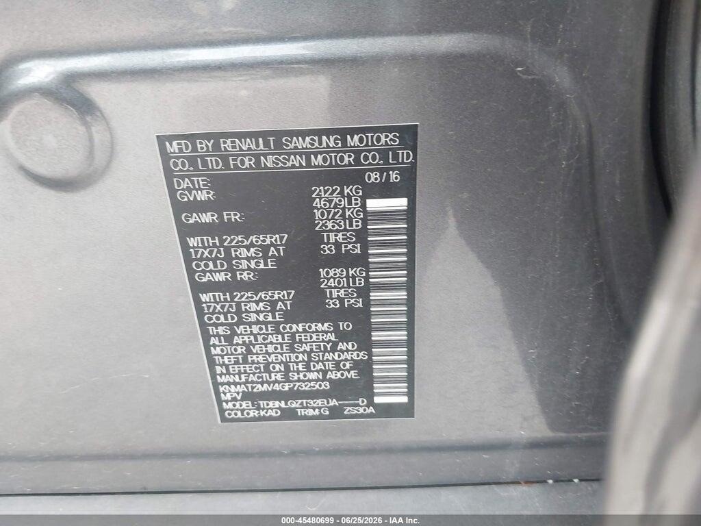 KNMAT2MV4GP732503 2016 NISSAN ROGUE photo no. 9