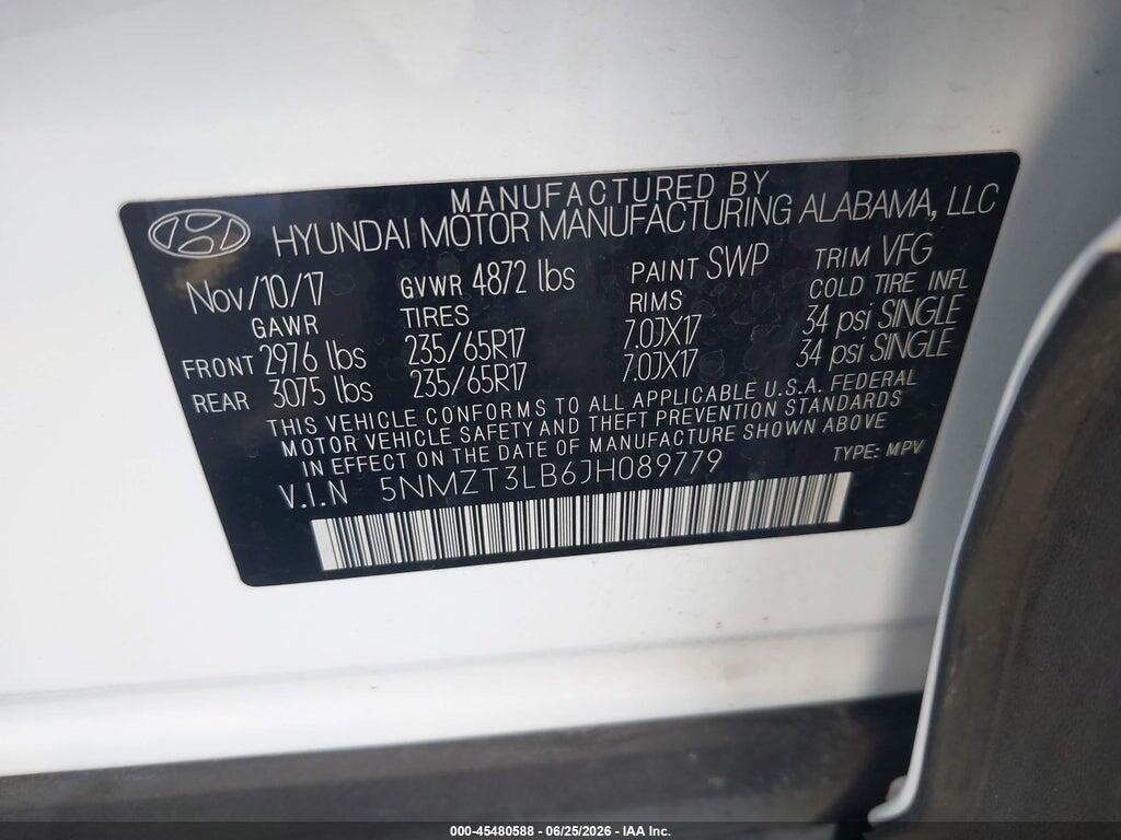 5NMZT3LB6JH089779 2018 HYUNDAI SANTA FE SPORT photo no. 9