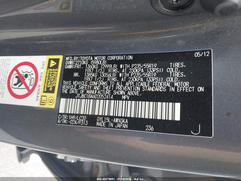 JTJBC1BA6D2052414 2013 LEXUS RX 450H photo no. 9
