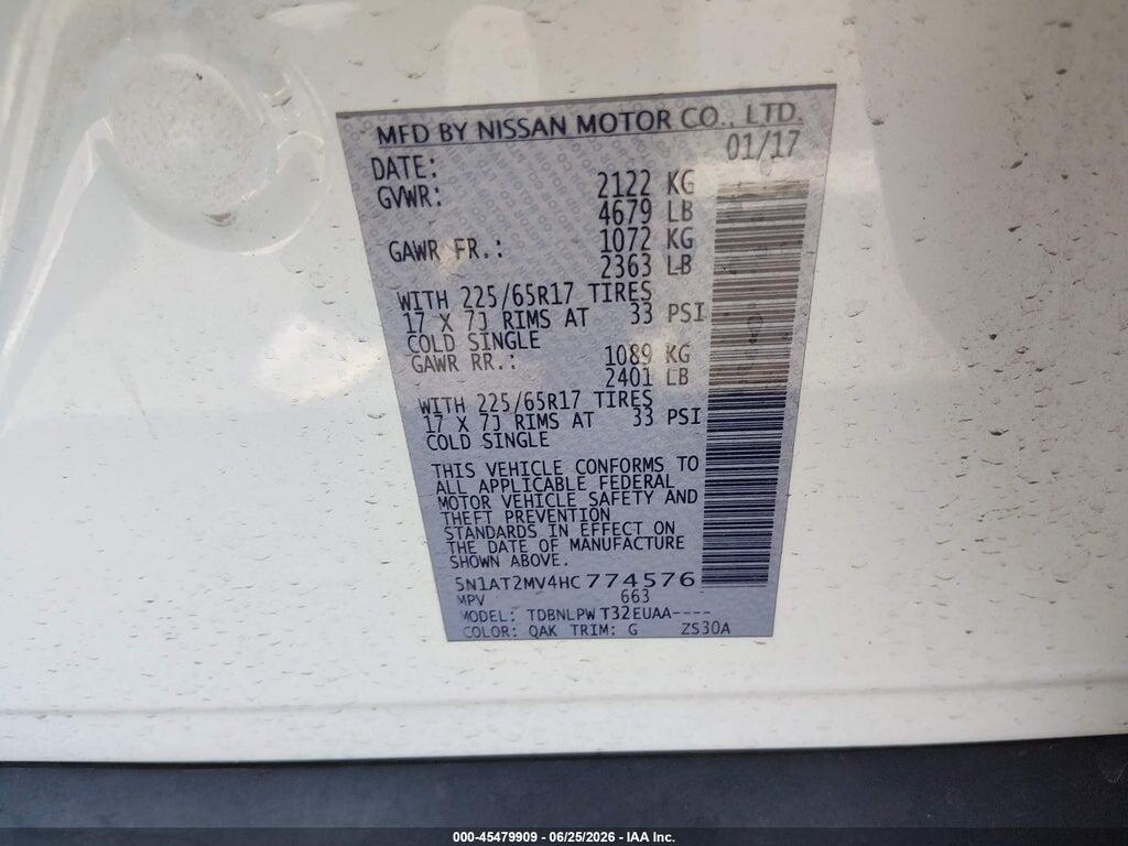 5N1AT2MV4HC774576 2017 NISSAN ROGUE photo no. 9