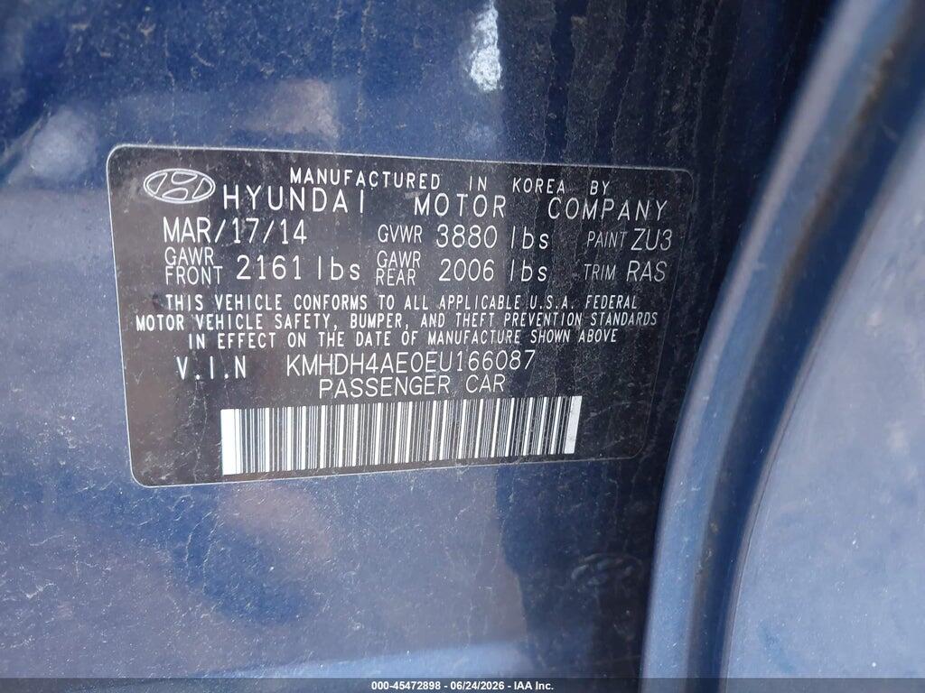 KMHDH4AE0EU166087 2014 HYUNDAI ELANTRA photo no. 9