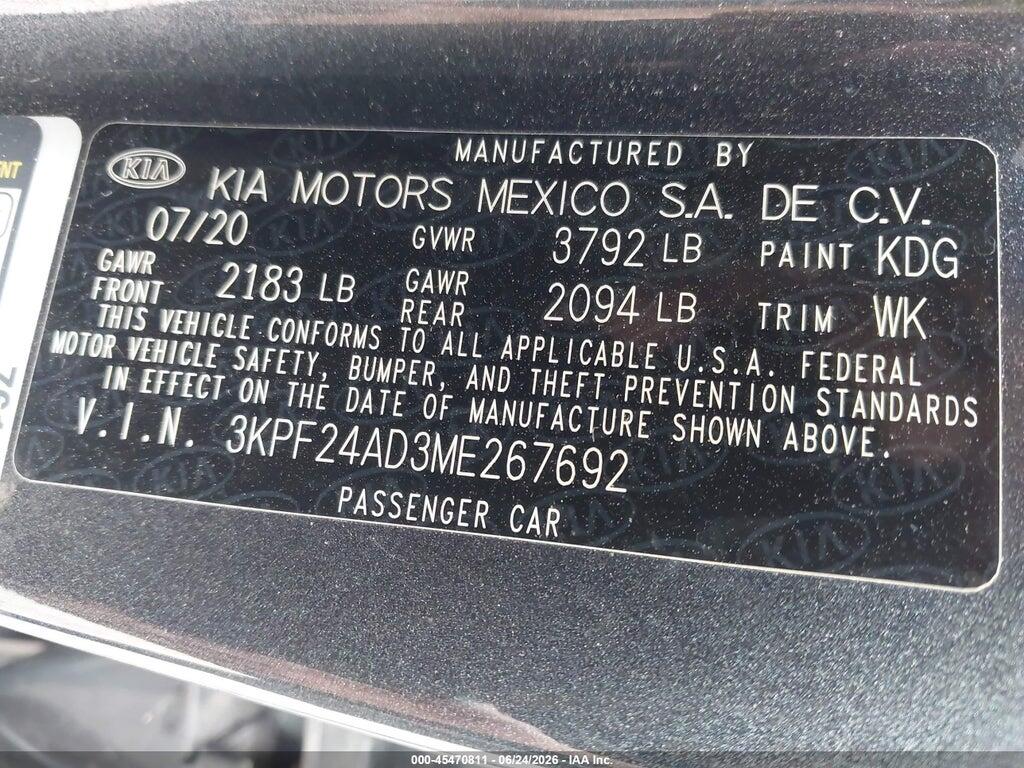 3KPF24AD3ME267692 2021 KIA FORTE photo no. 9