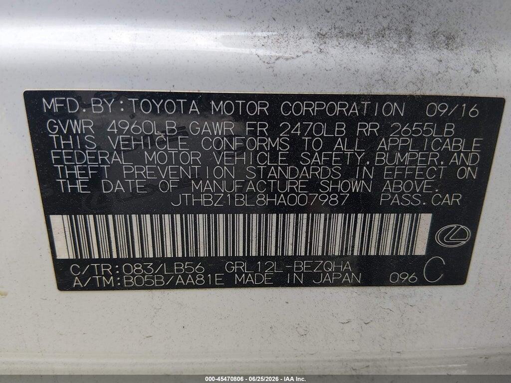 JTHBZ1BL8HA007987 2017 LEXUS GS 350 photo no. 9