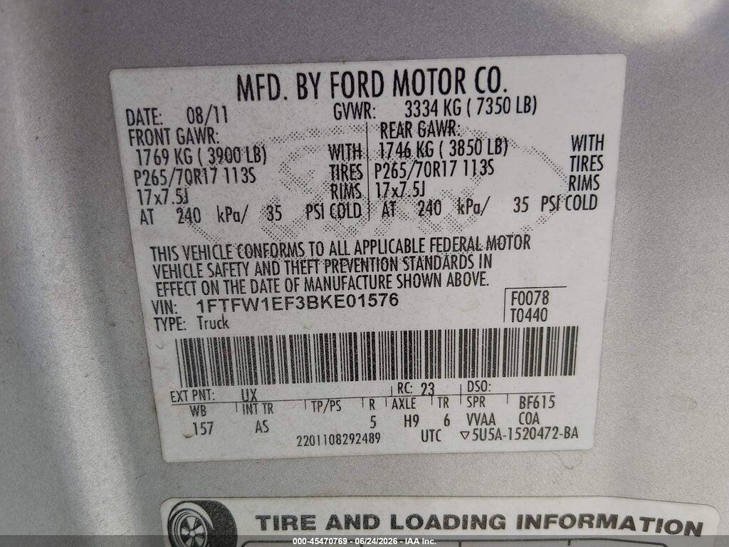 1FTFW1EF3BKE01576 2011 FORD F-150 photo no. 9