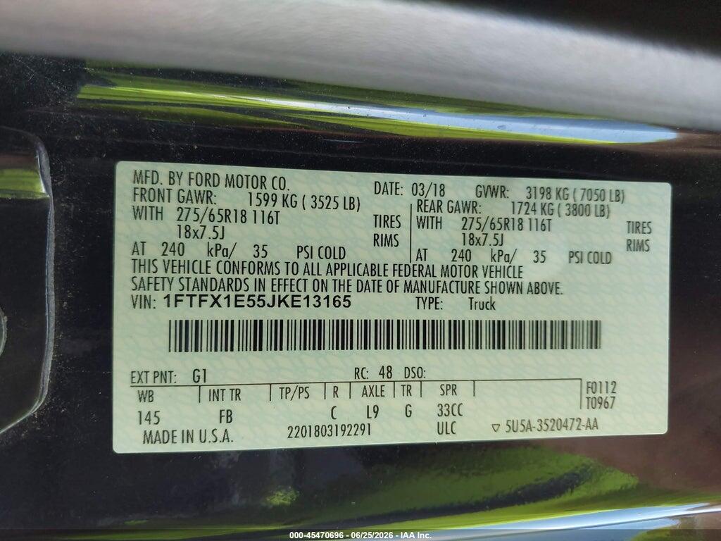 1FTFX1E55JKE13165 2018 FORD F-150 photo no. 9