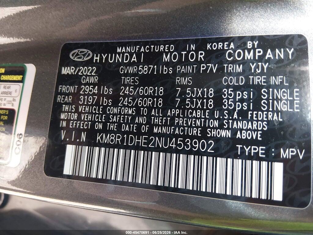 KM8R1DHE2NU453902 2022 HYUNDAI PALISADE photo no. 9