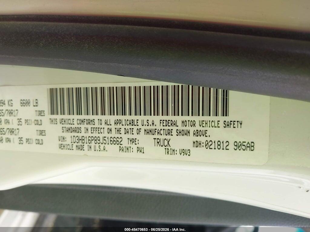 1D3HB16P89J516662 2009 DODGE RAM 1500 photo no. 9