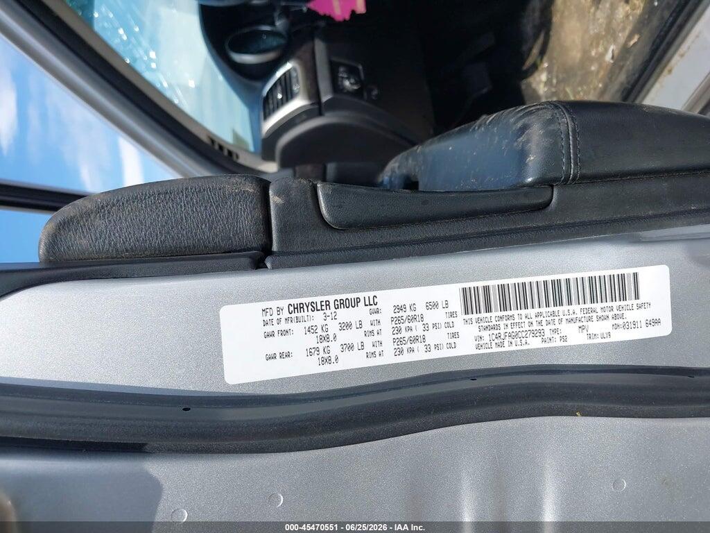 1C4RJFAG0CC279293 2012 JEEP GRAND CHEROKEE photo no. 9