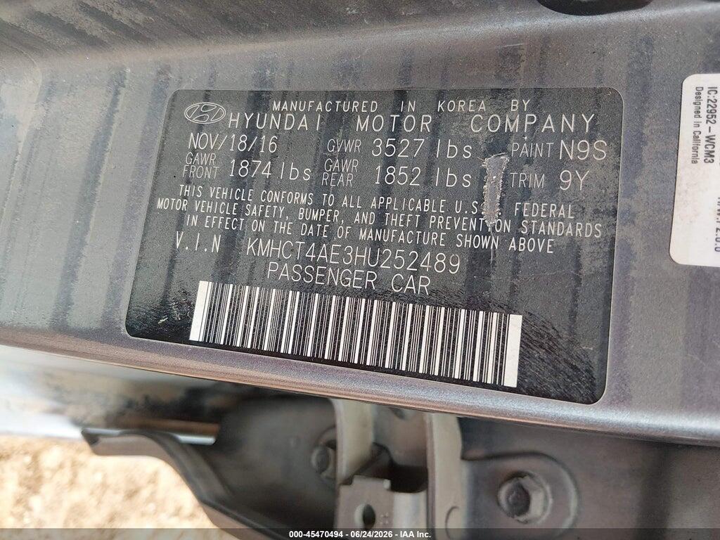 KMHCT4AE3HU252489 2017 HYUNDAI ACCENT photo no. 9