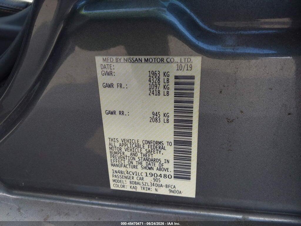 1N4BL4CV1LC190480 2020 NISSAN ALTIMA photo no. 9