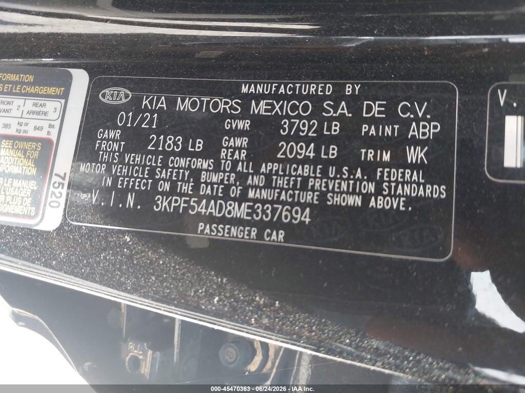 3KPF54AD8ME337694 2021 KIA FORTE photo no. 9