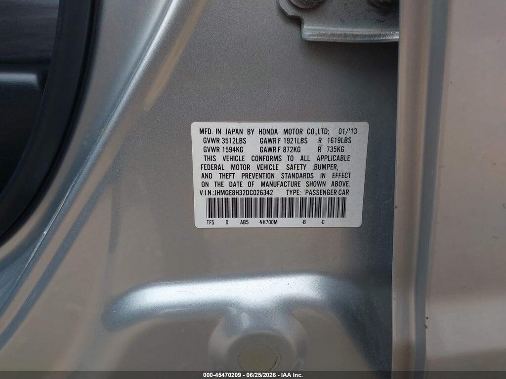 JHMGE8H32DC026342 2013 HONDA FIT photo no. 9