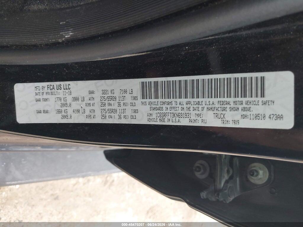 1C6SRFFT3KN691931 2019 RAM 1500 photo no. 9