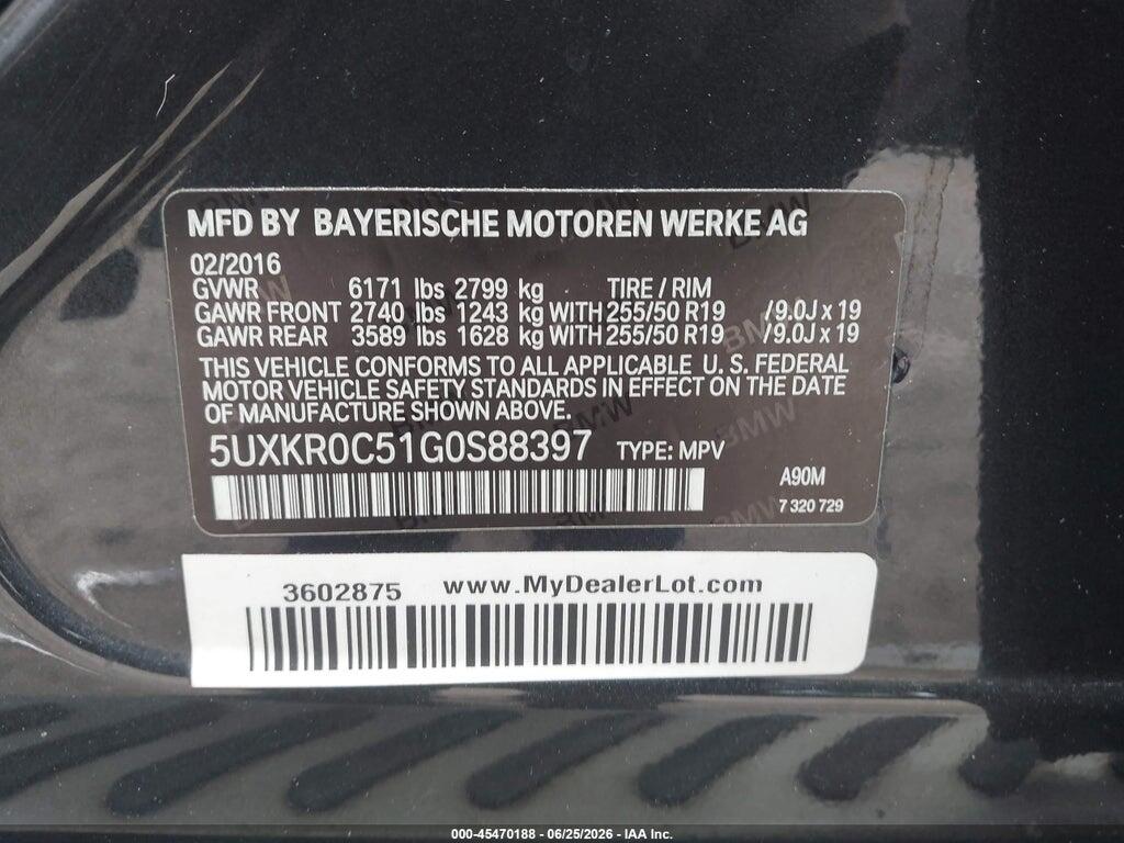 5UXKR0C51G0S88397 2016 BMW X5 photo no. 9
