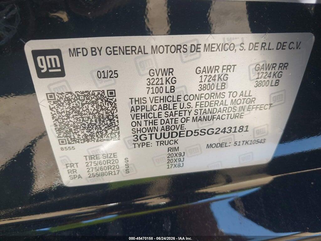 3GTUUDED5SG243181 2025 GMC SIERRA 1500 photo no. 9