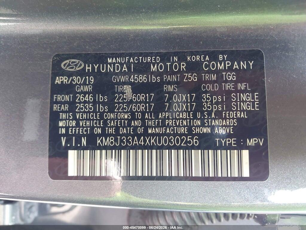 KM8J33A4XKU030256 2019 HYUNDAI TUCSON photo no. 9