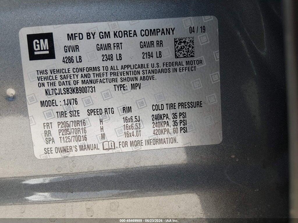 KL7CJLSB3KB900731 2019 CHEVROLET TRAX photo no. 9