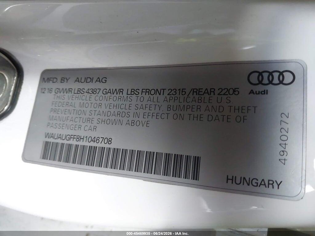 WAUAUGFF8H1046708 2017 AUDI A3 photo no. 9
