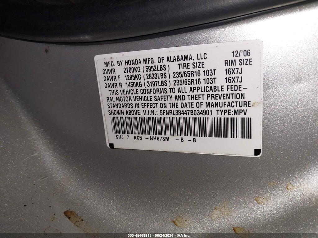 5FNRL38447B034901 2007 HONDA ODYSSEY photo no. 9