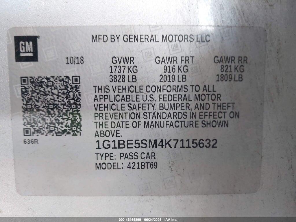 1G1BE5SM4K7115632 2019 CHEVROLET CRUZE photo no. 9