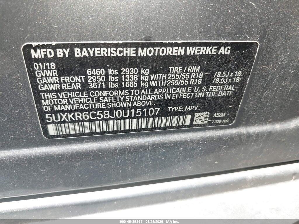 5UXKR6C58J0U15107 2018 BMW X5 photo no. 9