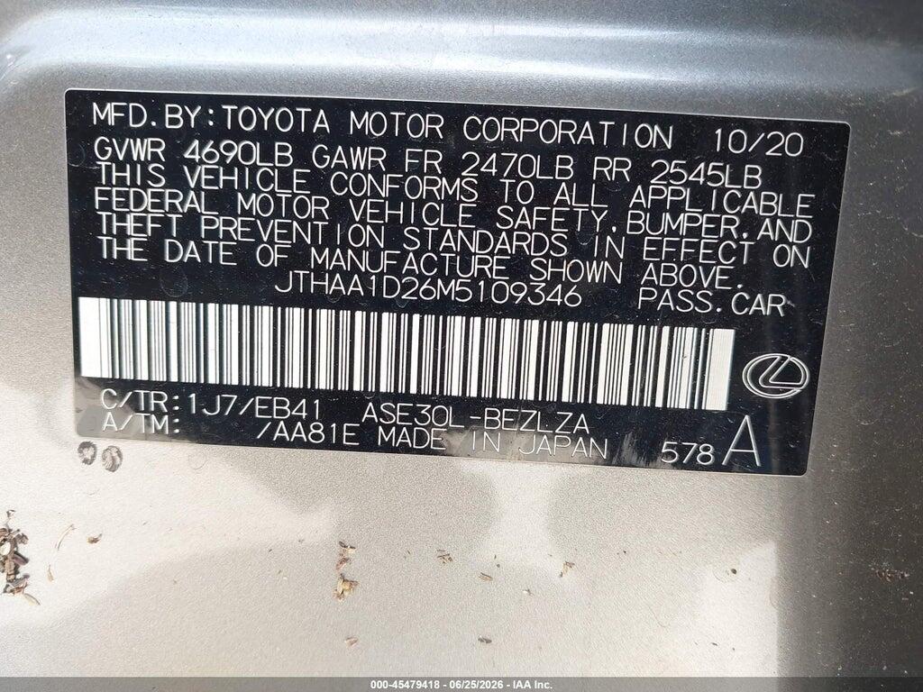 JTHAA1D26M5109346 2021 LEXUS IS 300 photo no. 9