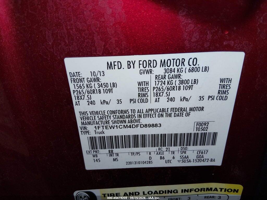 1FTEW1CM4DFD89883 2013 FORD F-150 photo no. 9