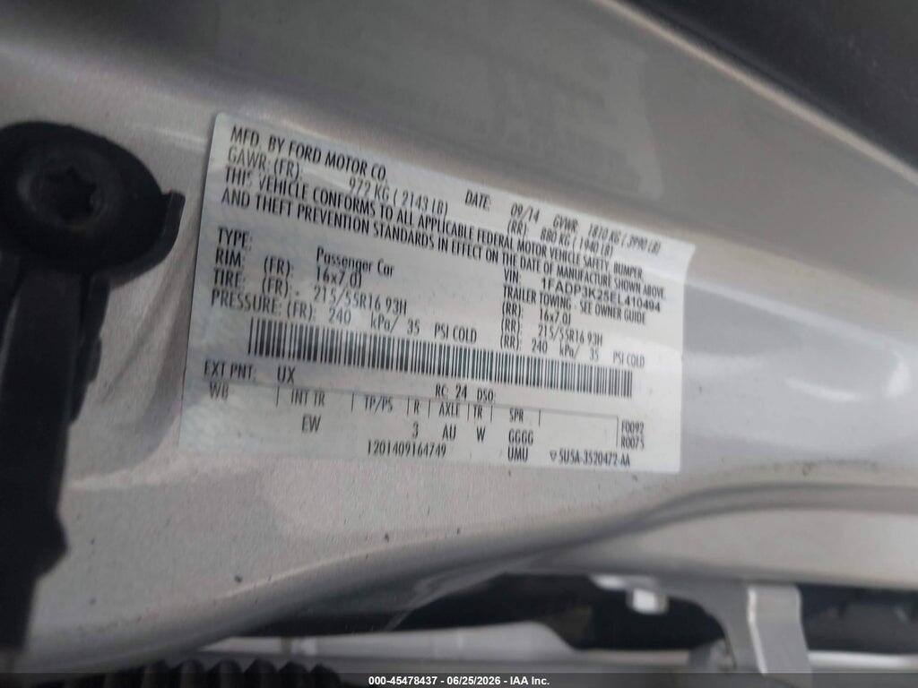 1FADP3K25EL410494 2014 FORD FOCUS photo no. 9