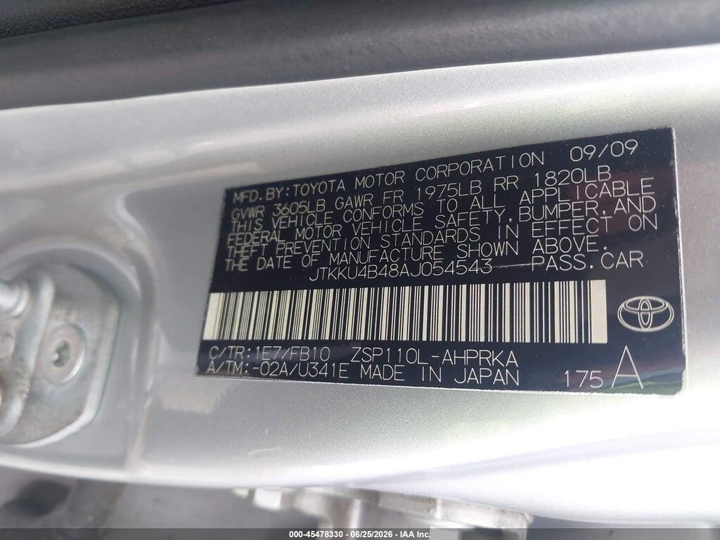 JTKKU4B48AJ054543 2010 SCION XD photo no. 9