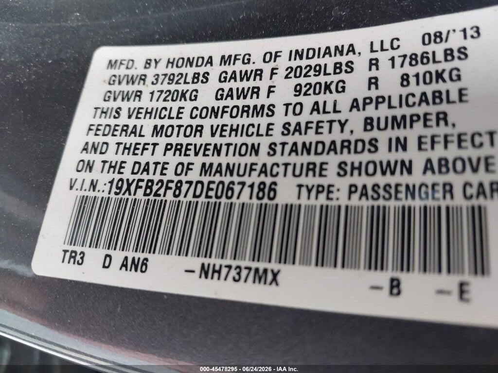 19XFB2F87DE067186 2013 HONDA CIVIC photo no. 9
