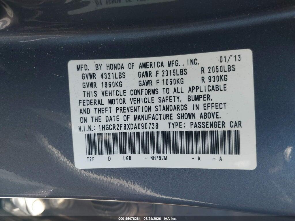 1HGCR2F8XDA090738 2013 HONDA ACCORD photo no. 9