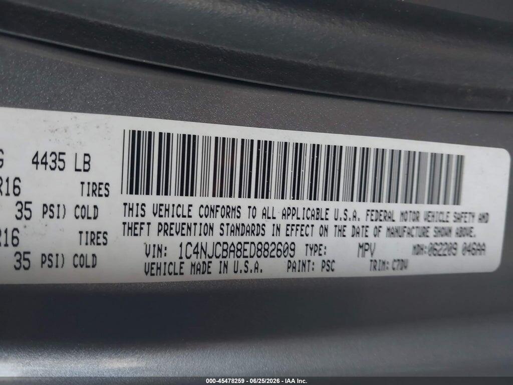 1C4NJCBA8ED882609 2014 JEEP COMPASS photo no. 9