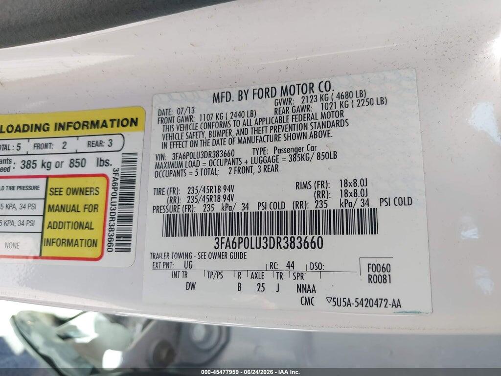 3FA6P0LU3DR383660 2013 FORD FUSION HYBRID photo no. 9