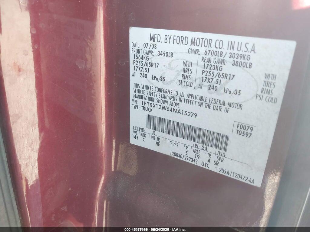 1FTRX12W64NA15279 2004 FORD F-150 photo no. 9