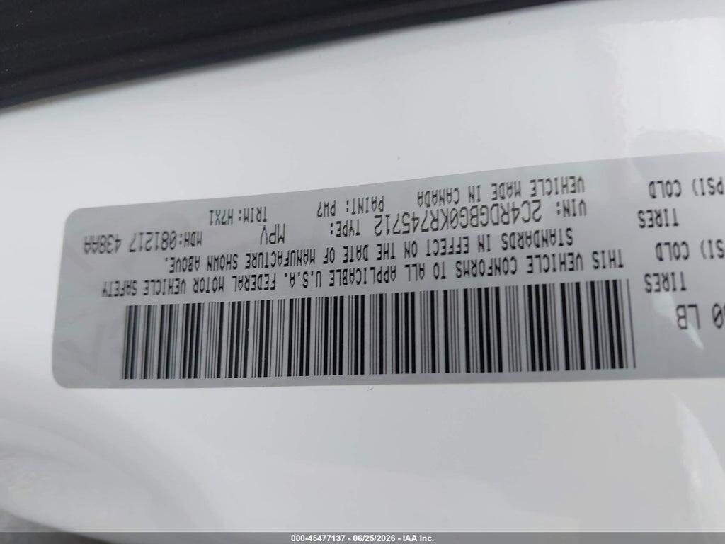 2C4RDGBG0KR745712 2019 DODGE GRAND CARAVAN photo no. 9