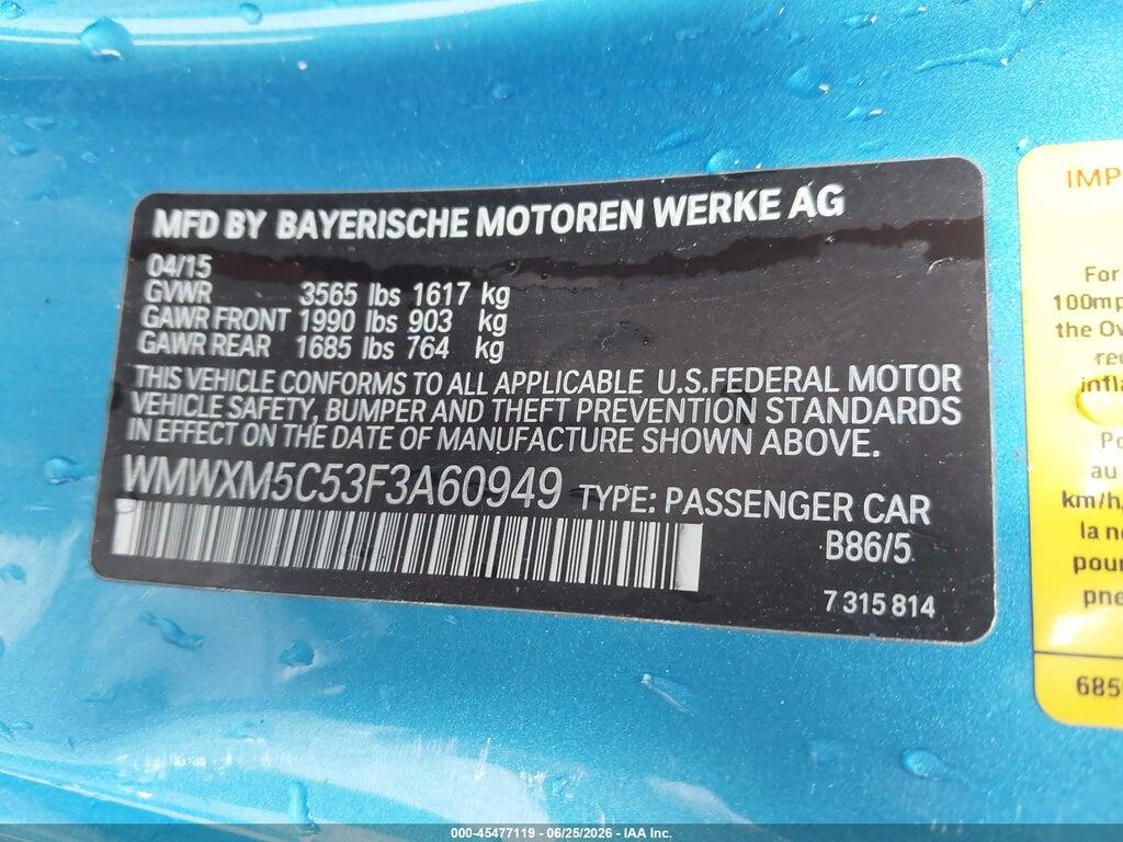 WMWXM5C53F3A60949 2015 MINI HARDTOP photo no. 9