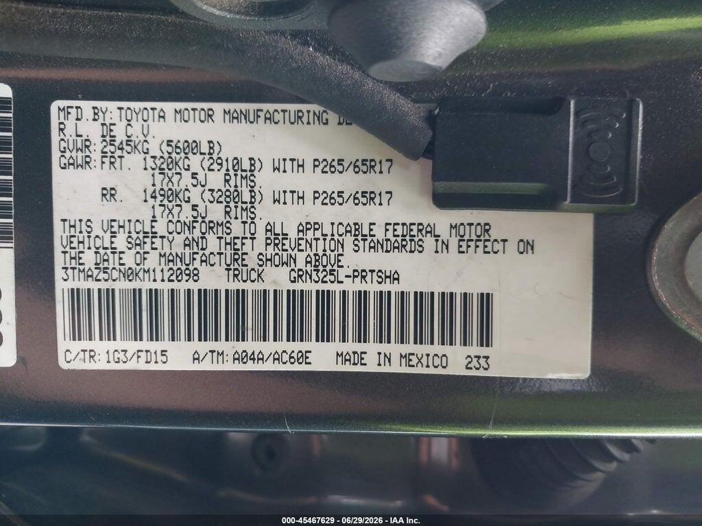 3TMAZ5CN0KM112098 2019 TOYOTA TACOMA photo no. 9