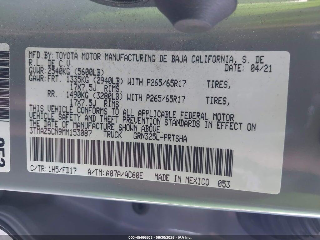 3TMAZ5CN9MM153087 2021 TOYOTA TACOMA photo no. 9