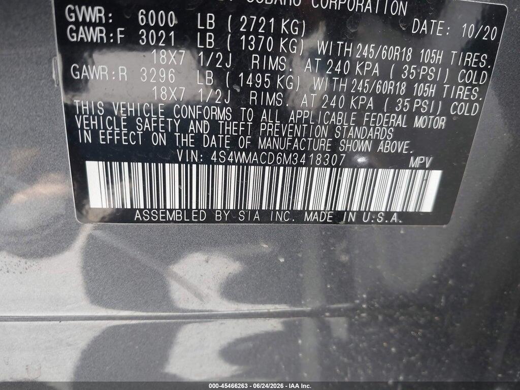 4S4WMACD6M3418307 2021 SUBARU ASCENT photo no. 9