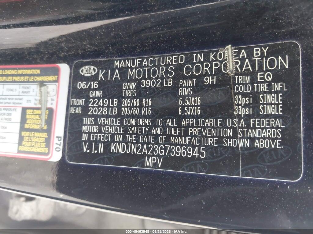 KNDJN2A23G7396945 2016 KIA SOUL photo no. 9
