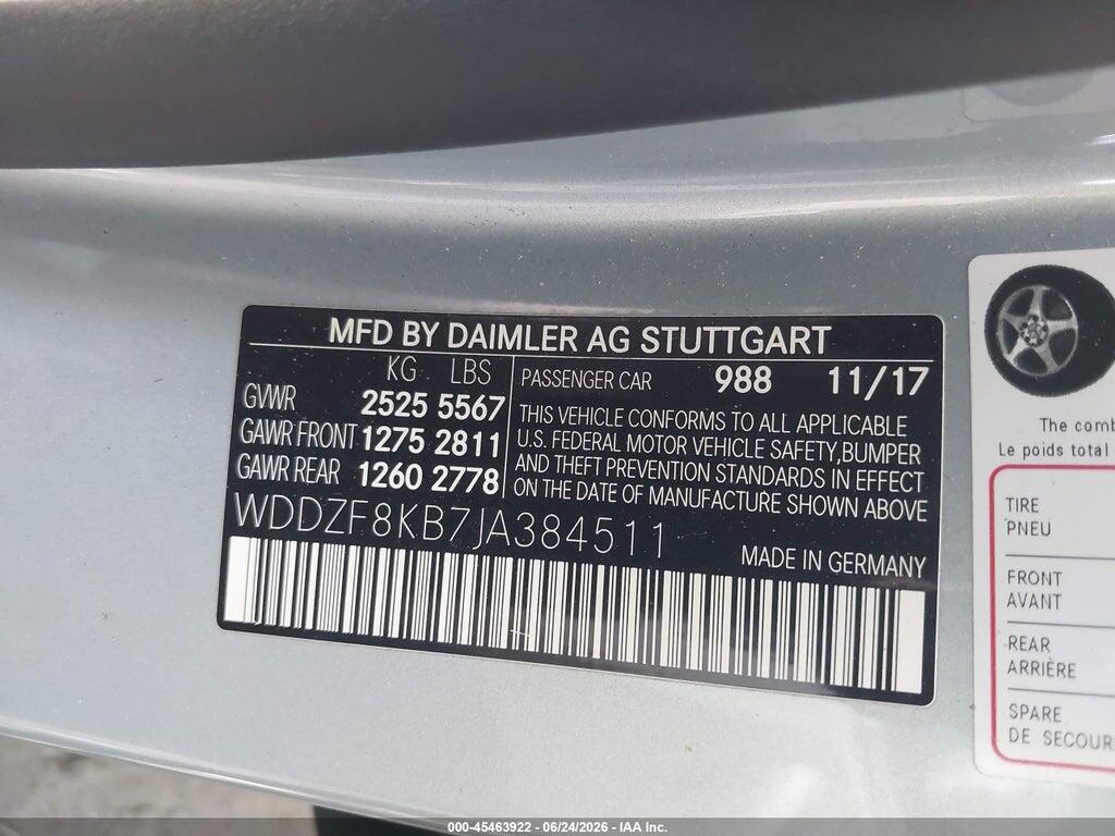 WDDZF8KB7JA384511 2018 MERCEDES-BENZ AMG E 63 photo no. 9