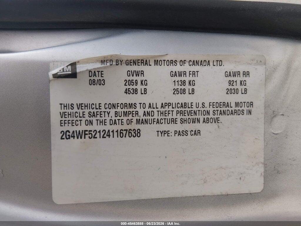 2G4WF521241167638 2004 BUICK REGAL photo no. 9