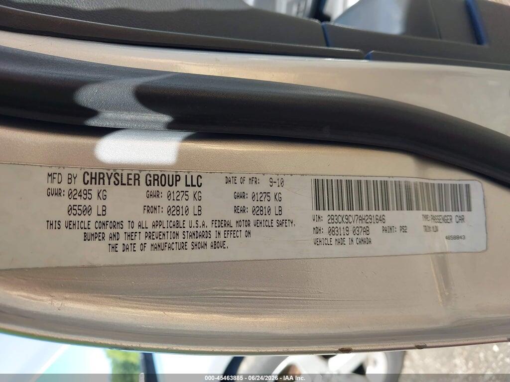 2B3CK9CV7AH291646 2010 DODGE CHARGER photo no. 9