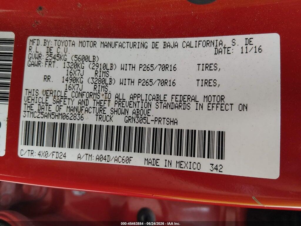 3TMCZ5AN5HM062836 2017 TOYOTA TACOMA photo no. 9