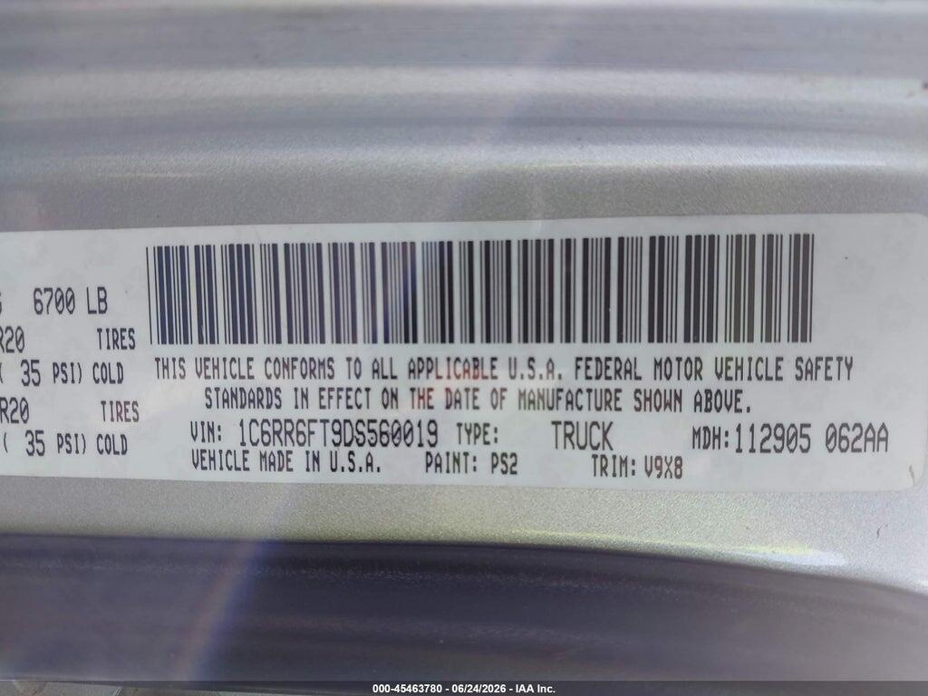 1C6RR6FT9DS560019 2013 RAM 1500 photo no. 9