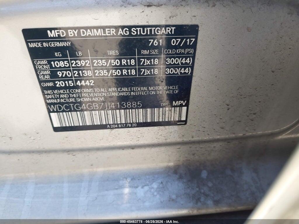 WDCTG4GB7JJ413885 2018 MERCEDES-BENZ GLA 250 photo no. 9