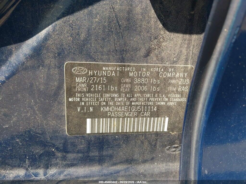 KMHDH4AE1GU511114 2016 HYUNDAI ELANTRA photo no. 9