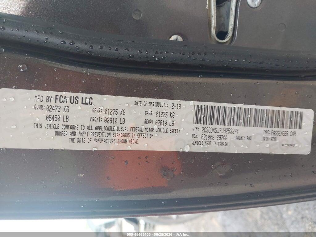 2C3CDXGJ7JH253374 2018 DODGE CHARGER photo no. 9