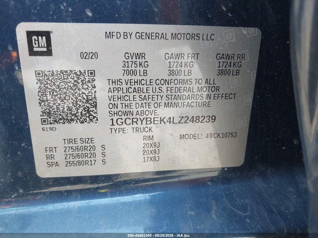 1GCRYBEK4LZ248239 2020 CHEVROLET SILVERADO 1500 photo no. 9