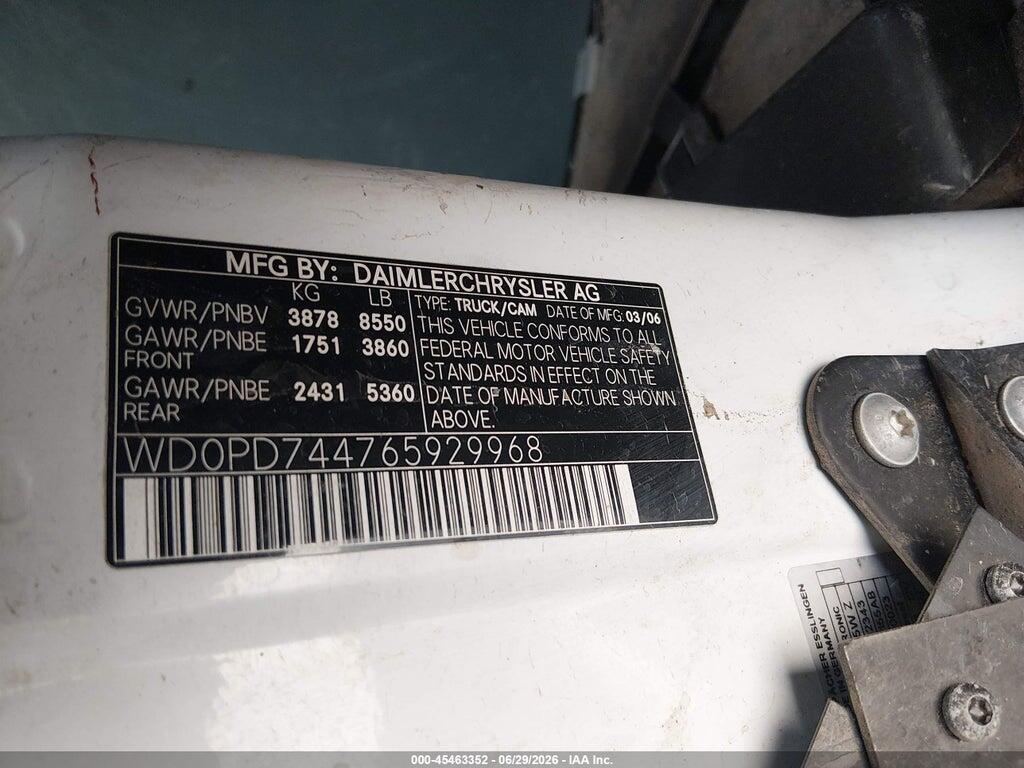 WD0PD744765929968 2006 DODGE SPRINTER VAN 2500 photo no. 9